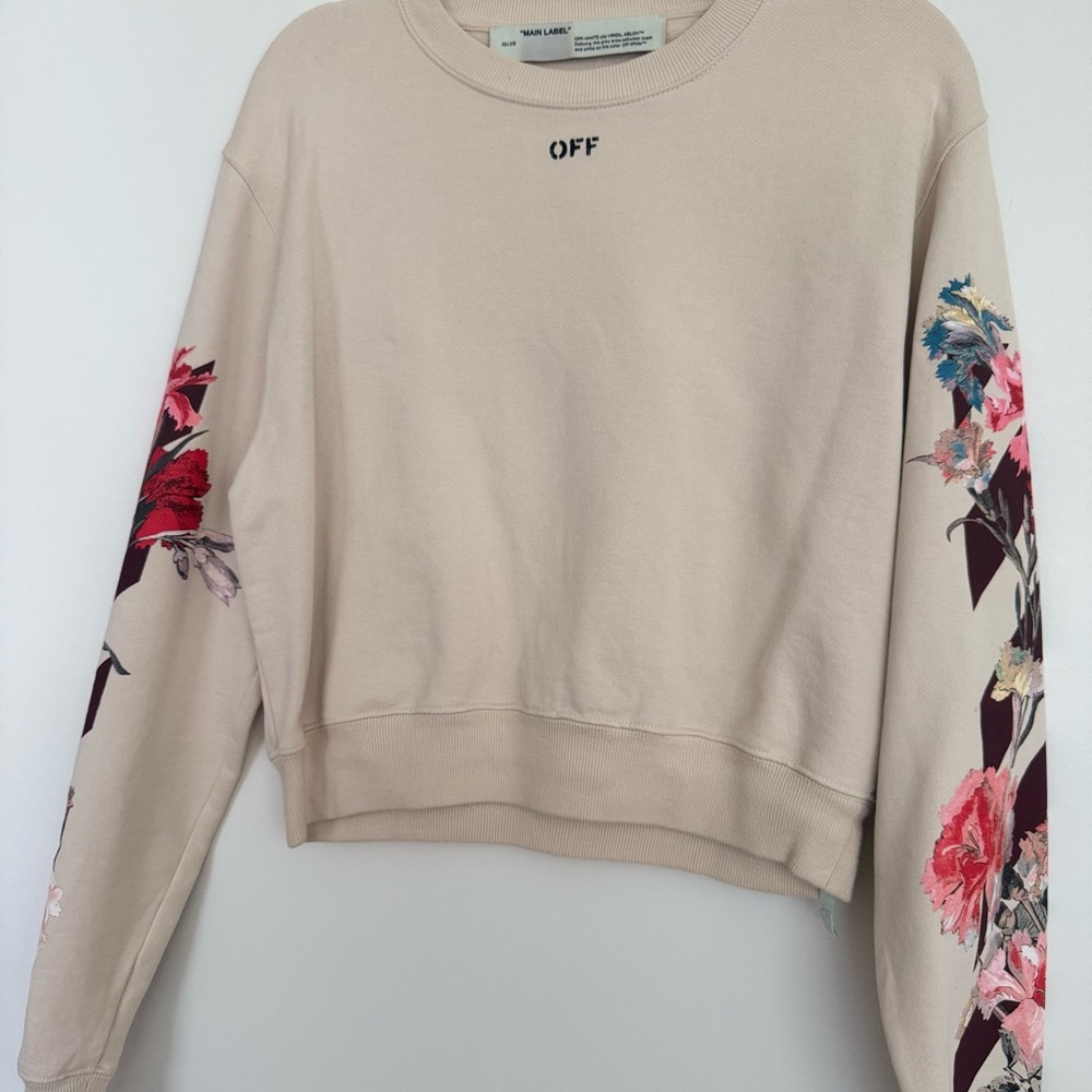 Off-White Cream Boxy Crop Sweatshirt